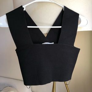 A.L.C. Ali Compact Knit Crop Top - Black - Size XS